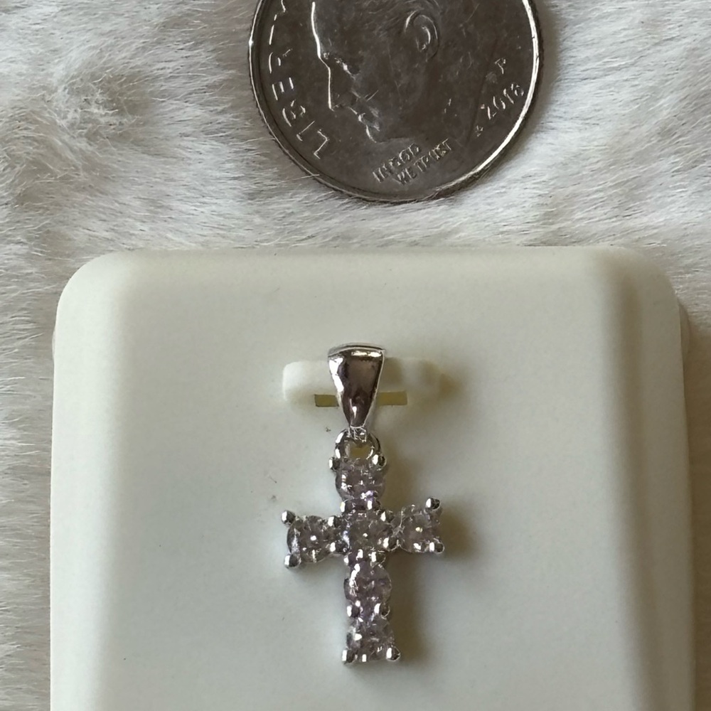 Mini cross Pendant, cubic Zircon in Sterling silver , BNWT
